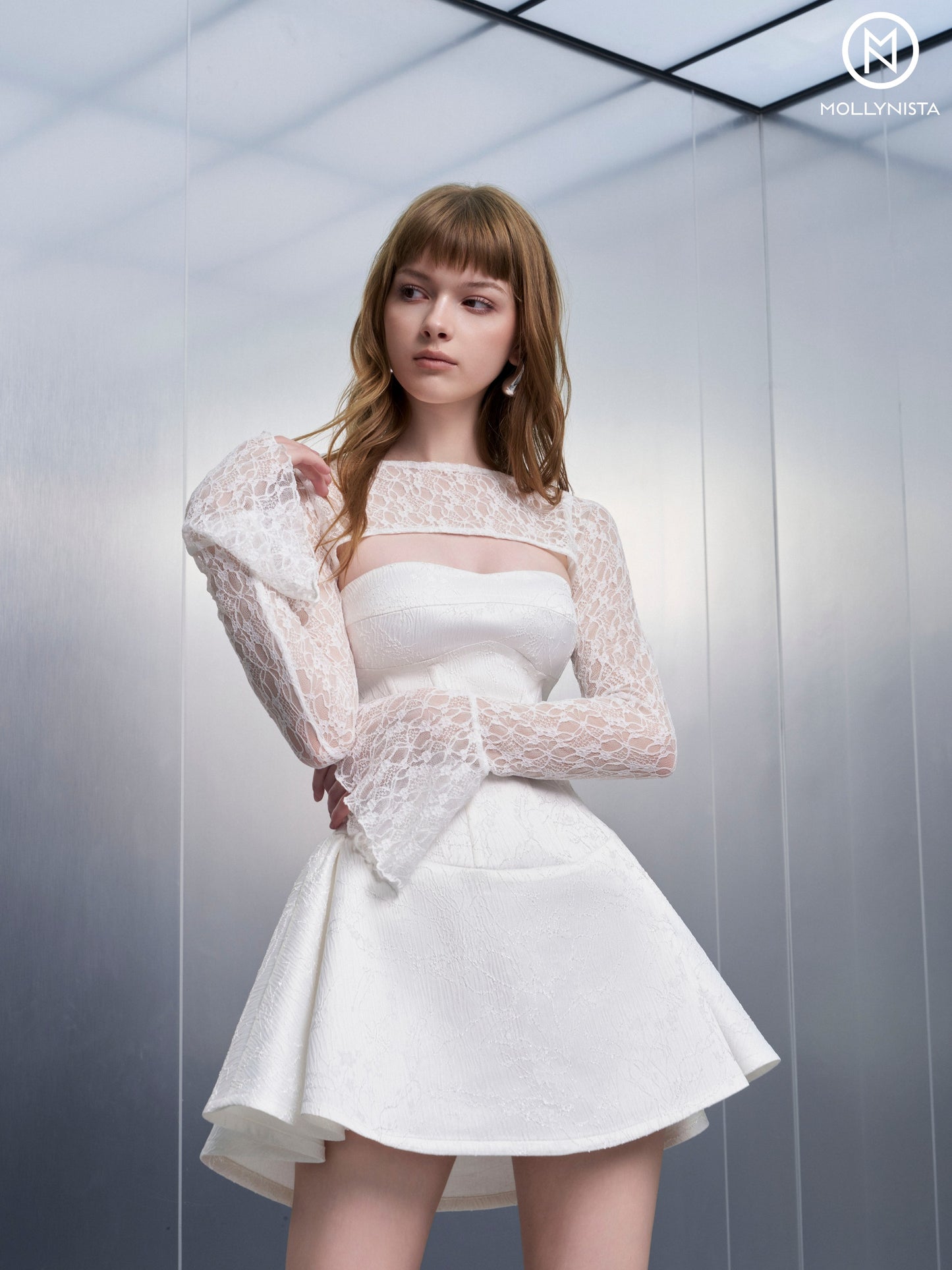 Brocade corset dress + lace top