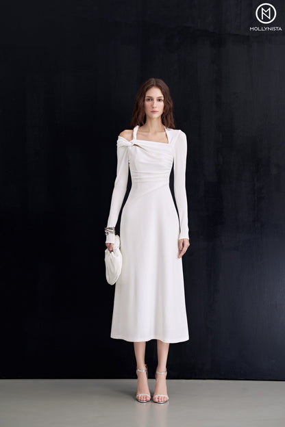 Ruffle shoulder dress