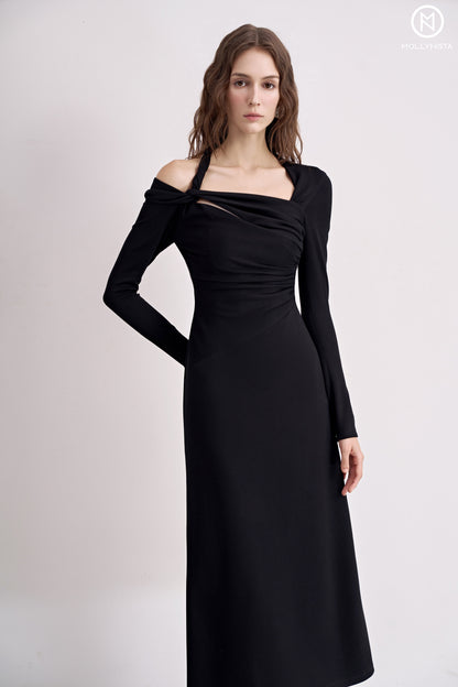 Ruffle shoulder dress