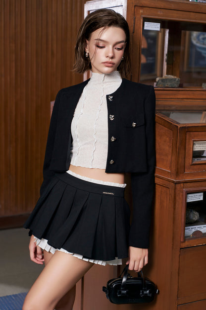 Black croptop jacket with silver buttons
