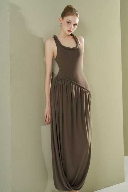 Twisted neck elastic dress