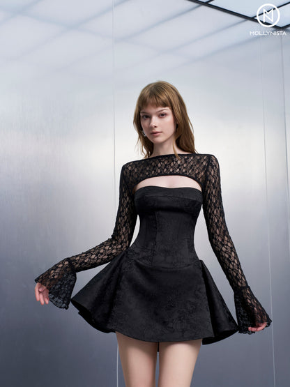 Brocade corset dress + lace top