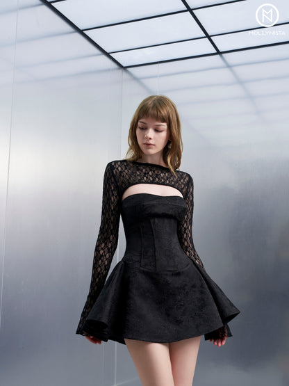 Brocade corset dress + lace top