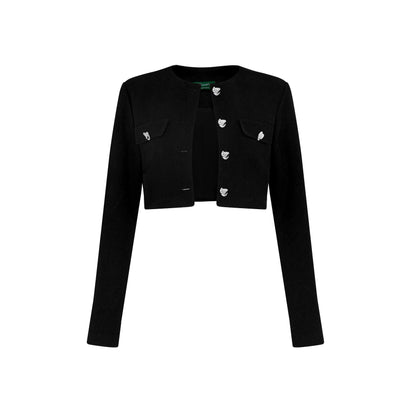 Black croptop jacket with silver buttons
